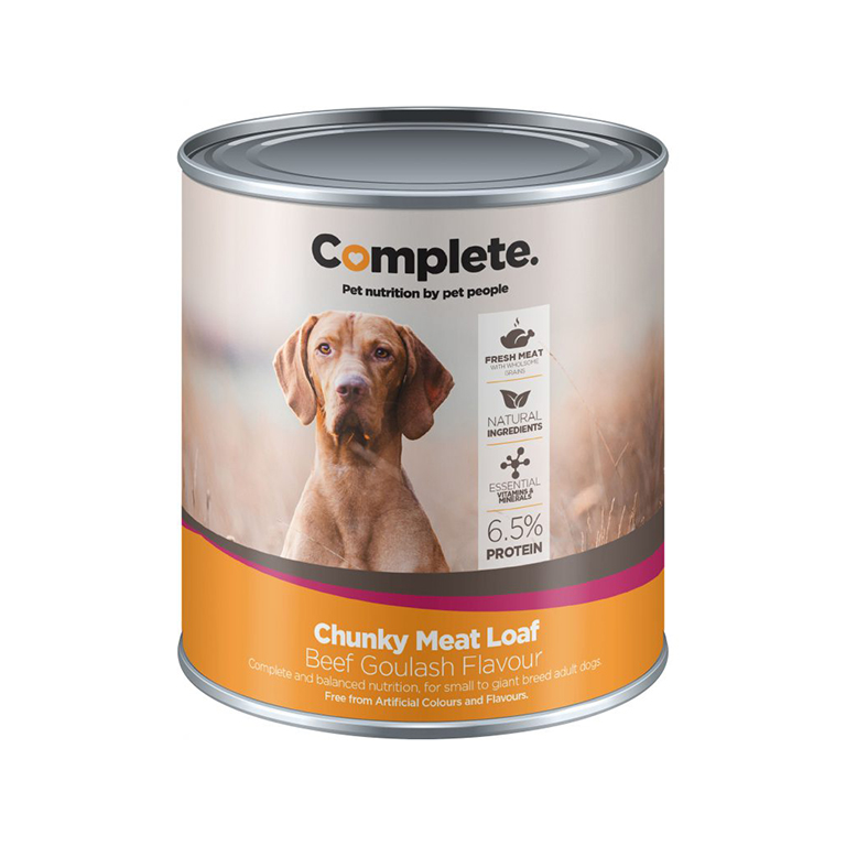 complete-pet-food-product-chunky-meat-loaf-beef.jpg COMPLETE DOG TIN 775G BEEF GOULASH - Image 1