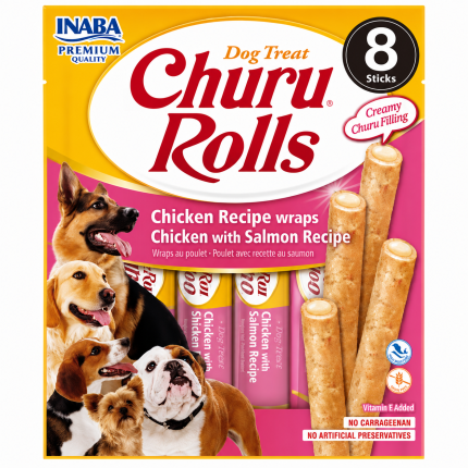 CHURU ROLLS DOG CHICKEN/CHEESE 96G(8X12)