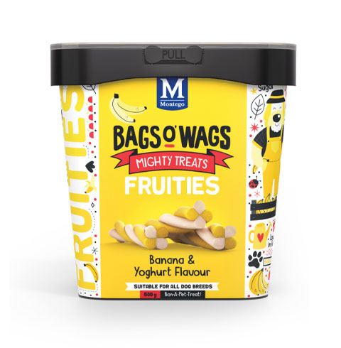 bags-o-wags-fruities-banana-yoghurt-flavour.jpg BAGS O`WAG FRUITIES BANANA & YOGURT 500G - Image 1
