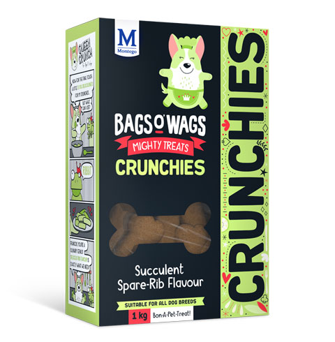 bow-crunchies-spare-rib.jpg BAGS O WAGS CRUNCHIES SPARE RIBS 1KG - Image 1