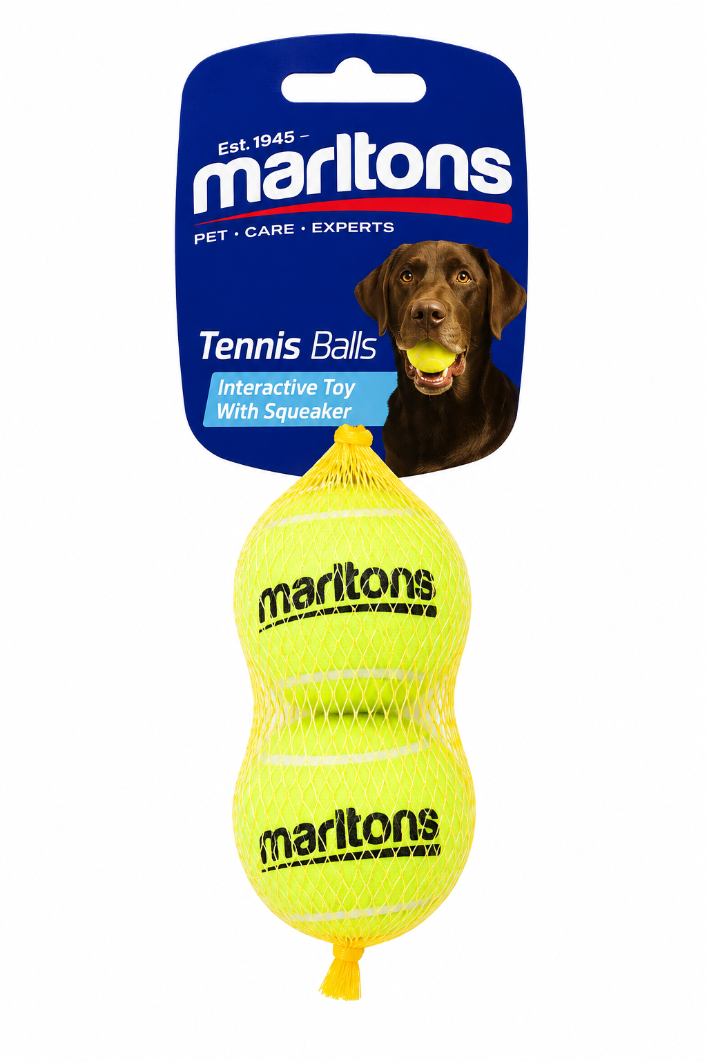 cef70438-d3ab-4541-b5c6-6bd1c977eef1.png MARLTONS SQUEAKY TENNIS BALL 2PCK SML - Image 1