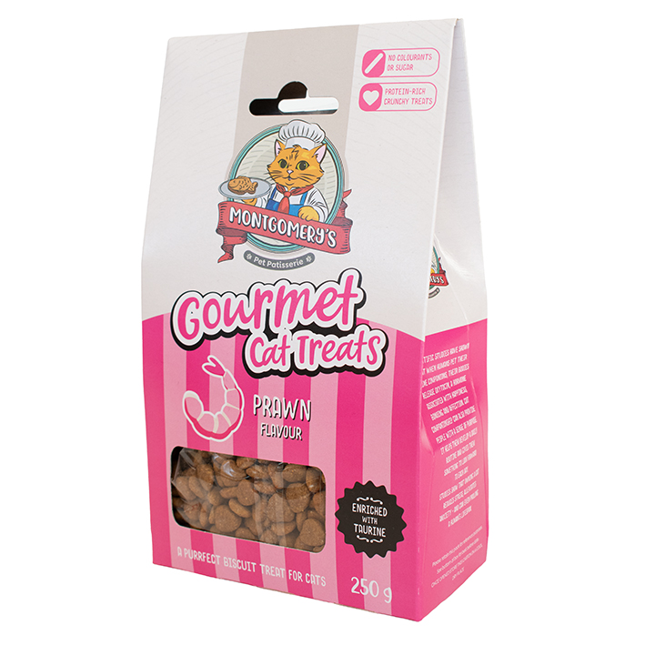 montgomerys-cat-prawn.jpg MONTGOMERY CAT TREATS PRAWN 250G - Image 1