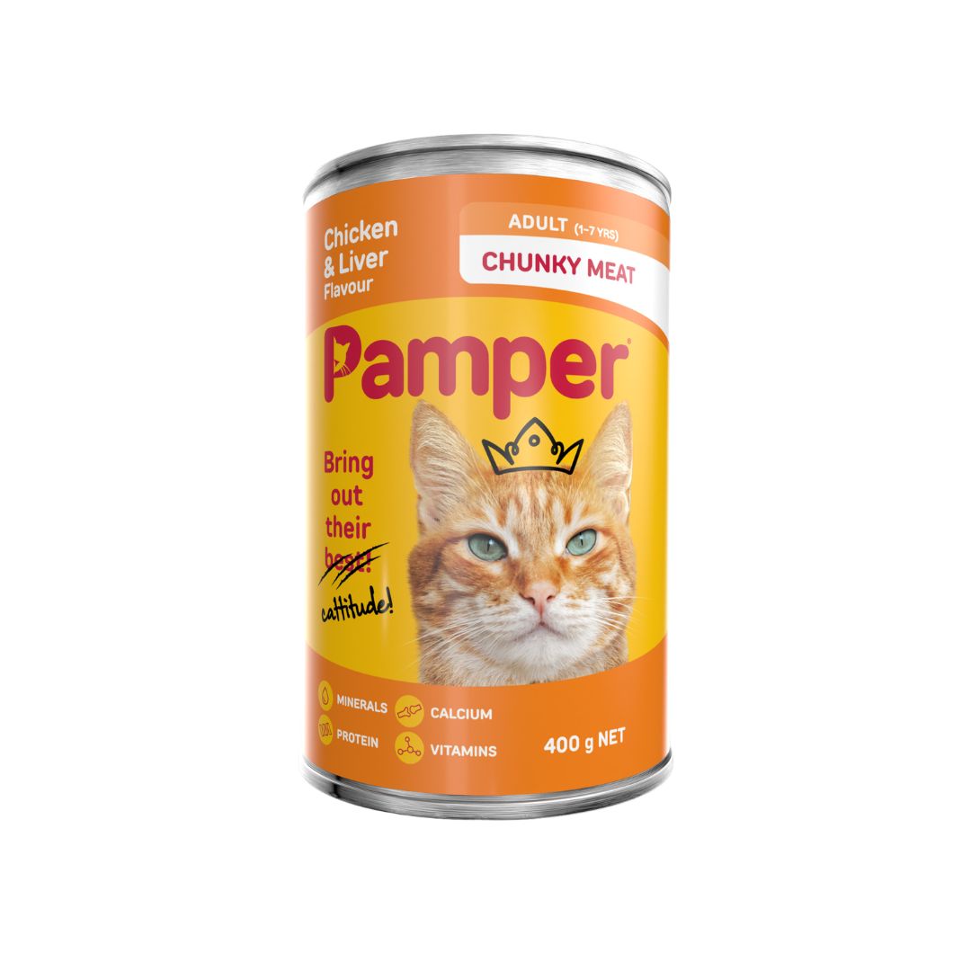 pamper_chicken_liver_400g.jpg PAMPER CHICKEN & LIVER CM TIN 400G - Image 1