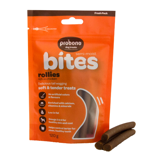 probono-rollies_120g.png PROBONO S/MOIST CHICKEN ROLLIES 120G - Image 1